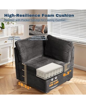 Modular Sectional Sofa Armrest Seat Module, 32.7" Armrest Seat for DIY Combination L U V Shaped, Plush Corduroy Loveseat Chair for Living Room