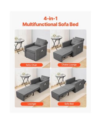Sleeper Sofa Bed with Side Pocket, Pillow, Armrest, Desk Board & 5 Adjustable Angles
