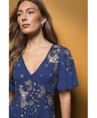 Women's Floral Embellished Midi Dress