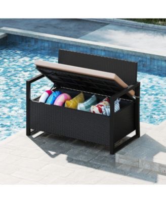 Patio Wicker Loveseat with Hidden Storage Bench for Outdoors