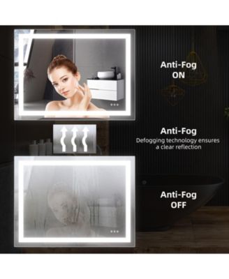 LED Bathroom Mirror with Front and Backlit Lights,Anti-Fog Lighted Vanity Mirror, Stepless Dimmable, 3-Color Modes