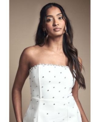 Women's Hotfix Diamante Bridal Mini Dress