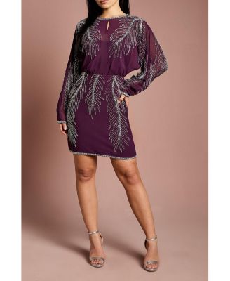 Women's Feather Embellished Mini Dress