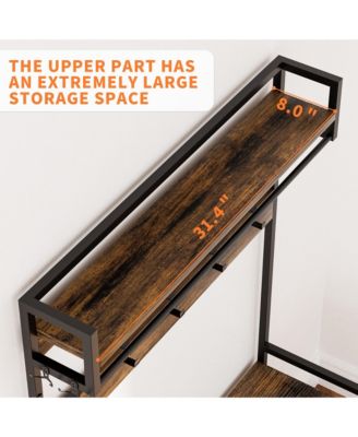 Entryway Coat Rack - 33.1" Hall Tree with 2 Movable Drawers, Shoe Storage, Garment Racks, 23 Hooks and Shelves for Hallways