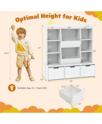47 Kids Bookcase and Toy Storage Organizer Cabinet