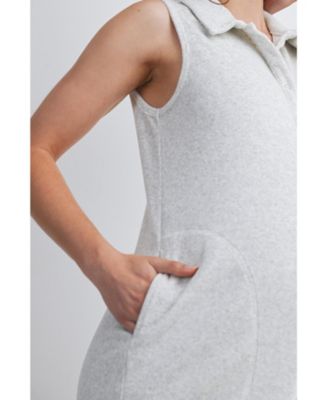 Maternity Sleeveless Button-Front Nursing Romper with Pockets