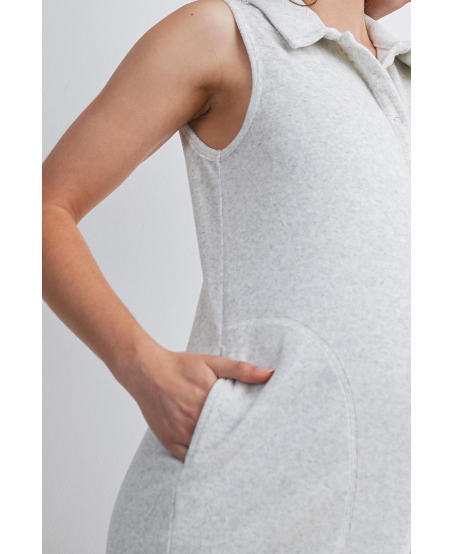 Maternity Sleeveless Button-Front Nursing Romper with Pockets