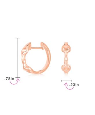 Western Equestrian Horse Bit Hoop Earrings Rose Gold Plated .925 Sterling Silver