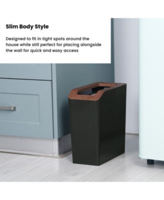 2-Pack 2 Gallon Slim Rectangular Trash Cans with Open Top Lids