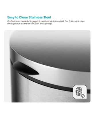 1.3 Gallon Bathroom Trash Can with Soft-Close Lid and Compact Stainless Steel Design