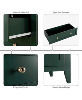 Green 5 Drawer Dresser for Bedroom, Tall Dresser with Deep Drawers & Metal Knobs, Modern Wooden Chests of Drawers for Entryway