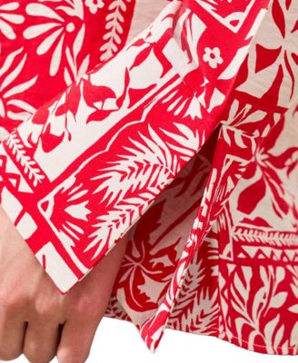 Women's Printed Tie-Front Blouse