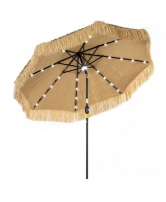 9 ft Tiki Outdoor Patio Umbrella with Solar Light, Tilt