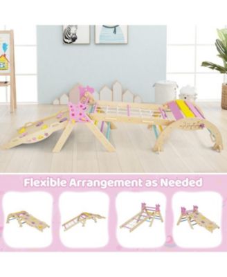 8-in-1 Kids Climbing Triangle Gym Unicorn Theme Foldable