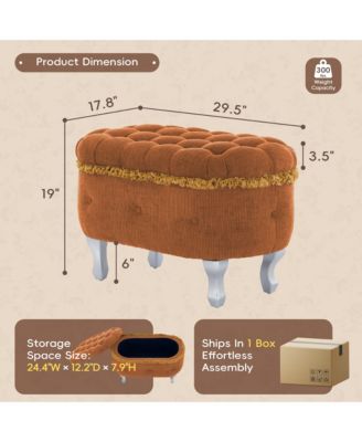 Upholstered Storage Fringe Bench Ottoman Furniture