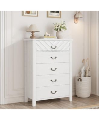 Farmhouse 5 Dresser for Bedroom, 45.2 in Tall Dresser, Vertical Drawer with Storage Freestanding