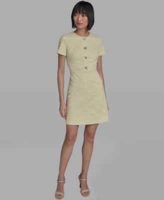 Women's Tweed Crewneck Short-Sleeve Sheath Dress