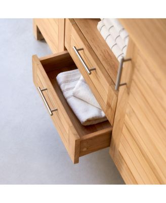 Solid Teak Wood Vanity Cabinet Wash Stand Adjustable Drawers Bathroom Furniture