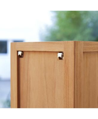 Solid Teak Bathroom Storage Column Cupboard Rack 2 Drawers 1 Cupboard 150cm