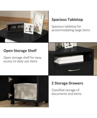 Mobile File Cabinet - Home Office Storage Cabinet Organizer with a Shelf, a Large Drawer and Door Cabinet Fits Under Desks
