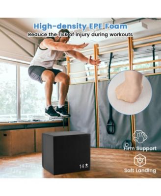 3-in-1 Foam Plyometric Box with 3 Heights and Easy-to-Clean PU Cover-16 Inches