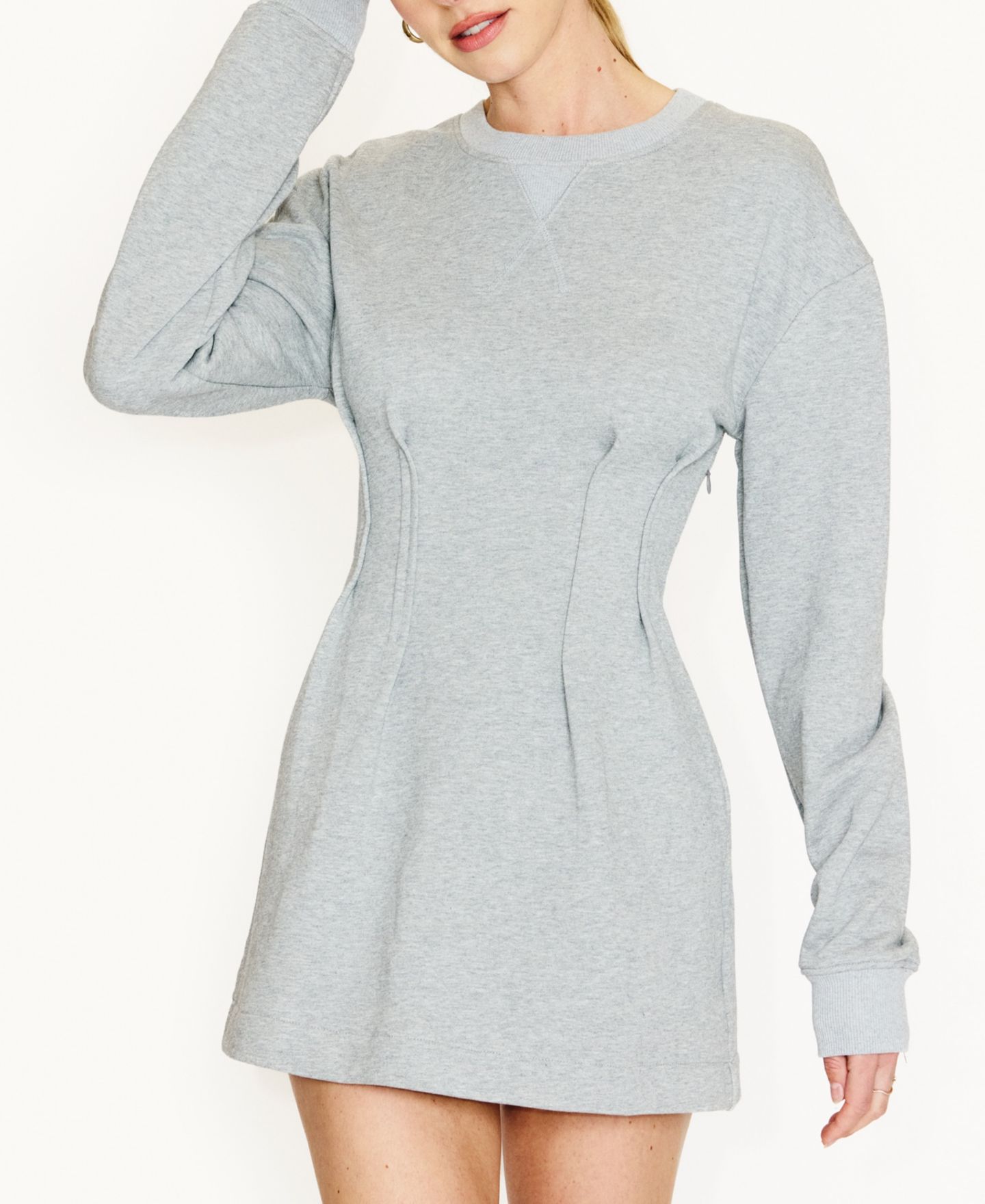 Женское платье Line & Dot Esryn Long-Sleeve Mini, цвет: Серый — фото 1