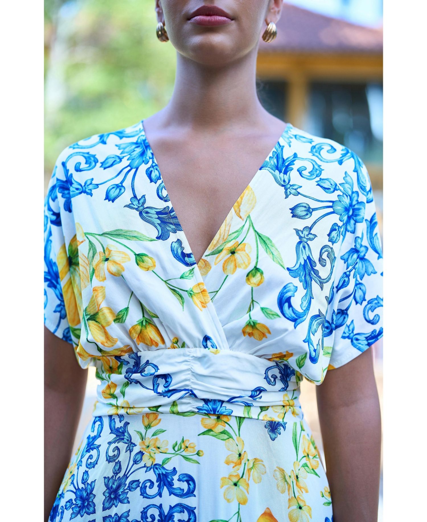 Women's Lemon-Print Midi Dress
