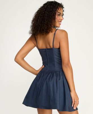 Juniors' Sweetheart Neck Corset Mini Dress