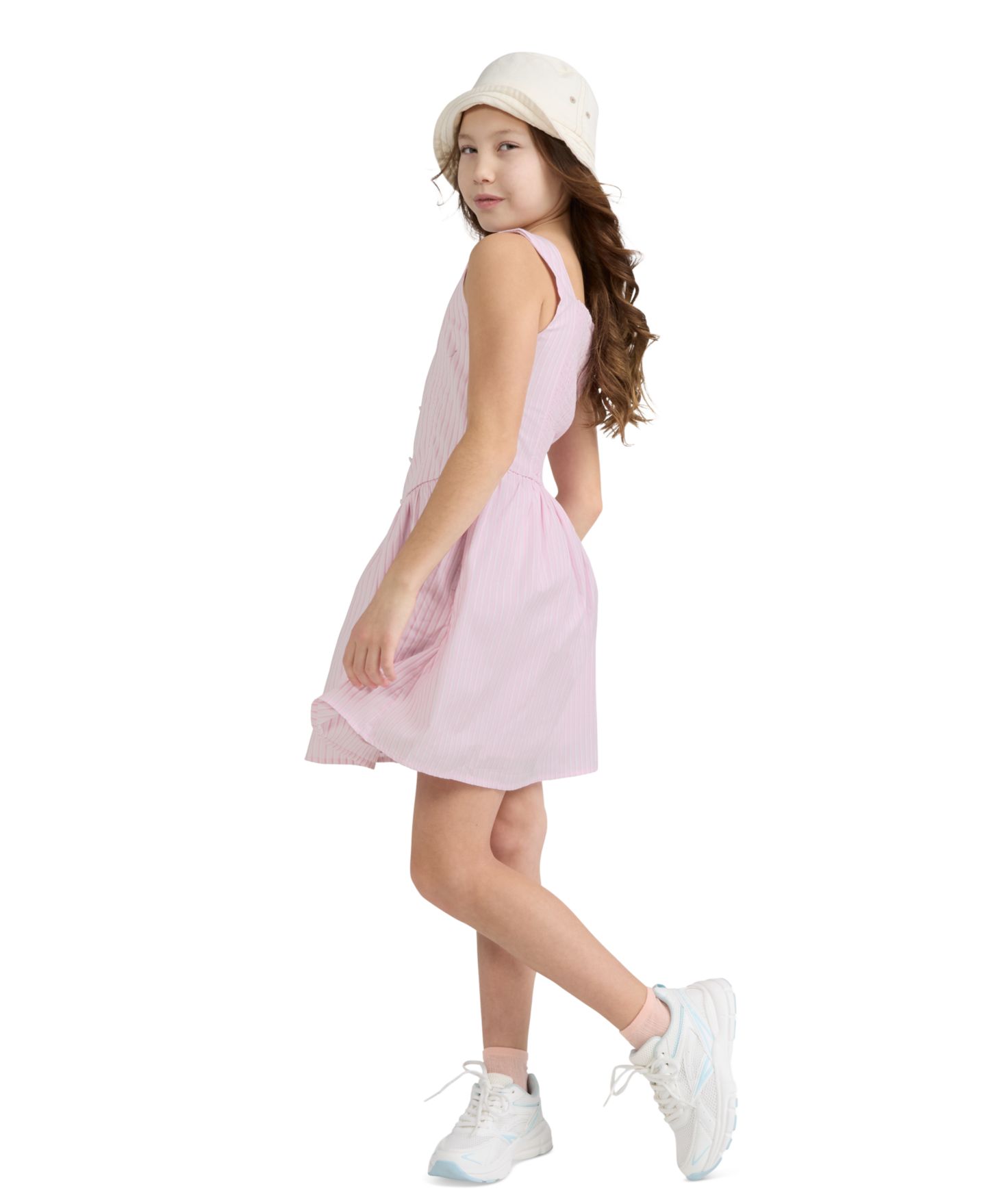 Платье abercrombie kids Faux Button Square Neck Mini Dress для девочек, цвет: Меловой розовый — фото 4