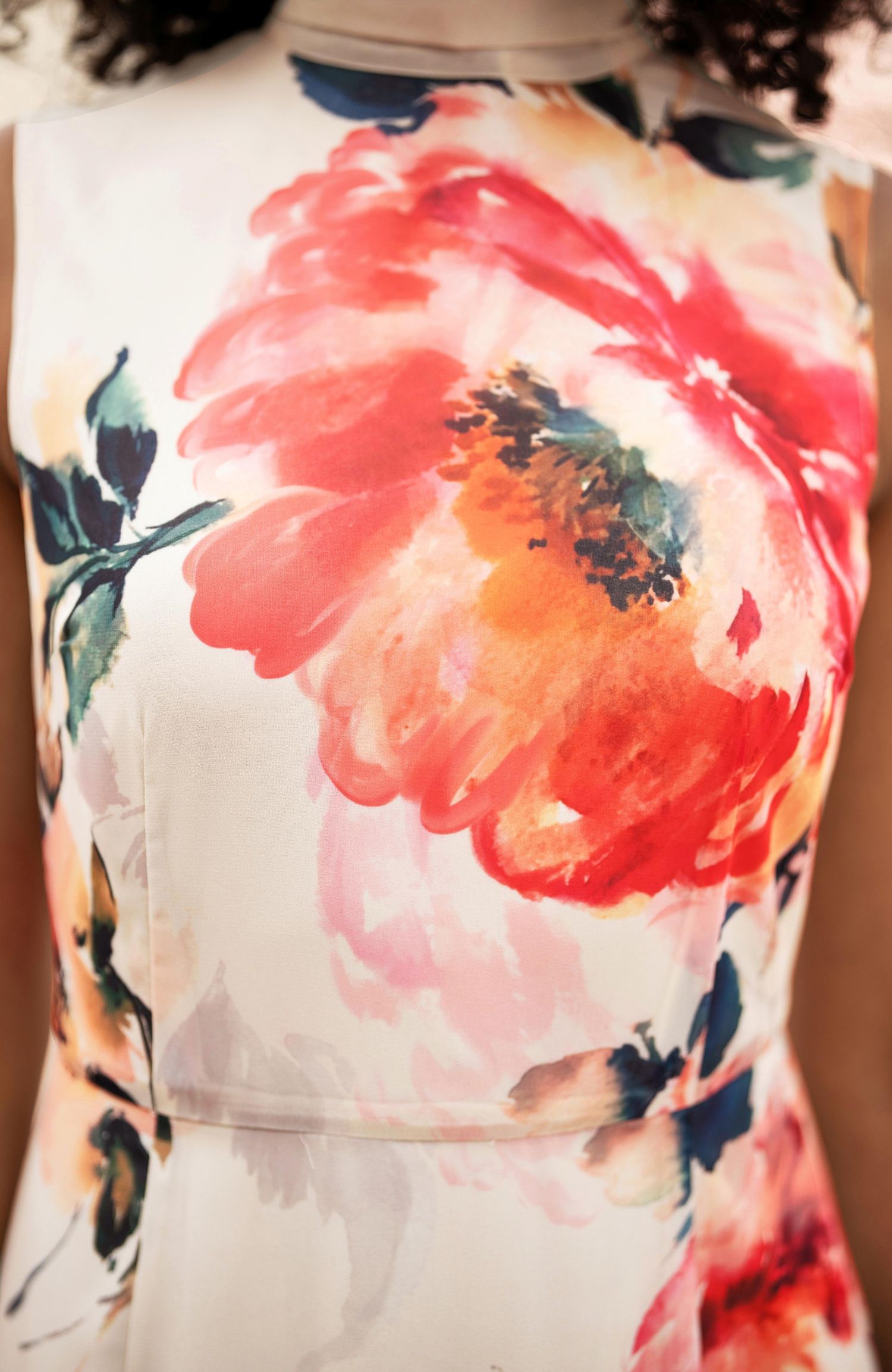 Women's Flower High Neck Maxi Dress