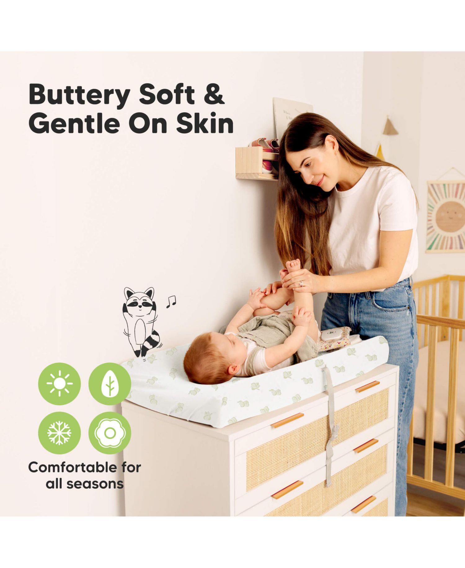 2-Pack Isla Waterproof Changing Pad Covers for Boy, Girl, 32x16 Soft Nursery Baby Changing Table Pad Cover Sheets