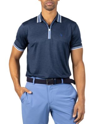 Men's Quarter Zip Mesh Performance Polo with Stripe Tipping
