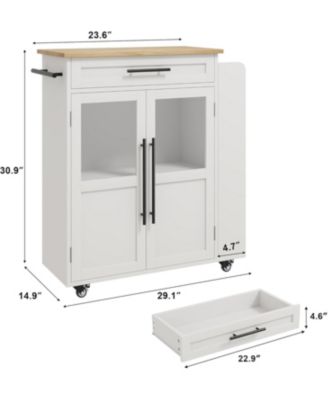 Mobile Kitchen Island Cart with Storage, 360° Rolling Wheels, Rolling Island with Drawers, Spice Rack & Handle