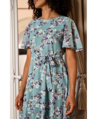 Women's Blossom Print Midi Skater Dress