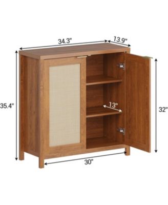 34" Boho Sideboard Buffet Cabinet with Storage, Freestanding Storage Cabinet with Adjustable Shelves, Coffee Bar Console Table for Dining Room