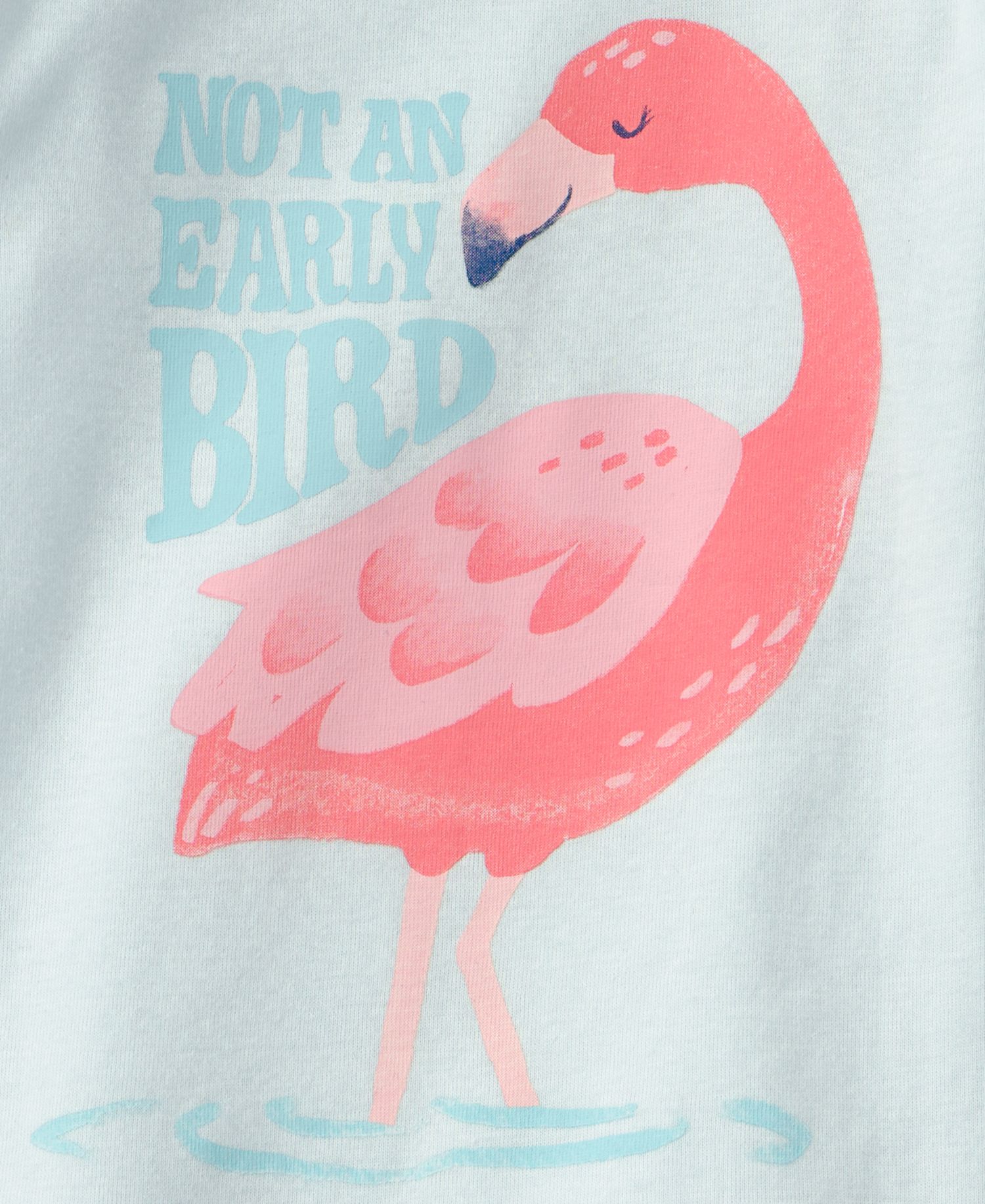 Girls' Baby and Toddler Flamingo Short-Sleeve T-Shirt and and Shorts Snug-Fit Cotton Pajama, 4-Piece Set