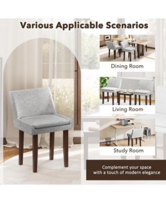 Modern Dining Chair Set of 2 w/ Mid Back and Cushioned Seat Solid Wood Legs