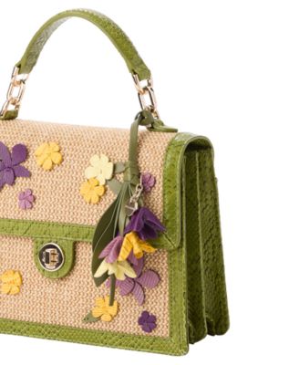 Leather Small Hallie Floral Satchel Bag
