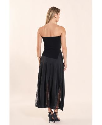 Women's Satin Lace Maxi Skirt