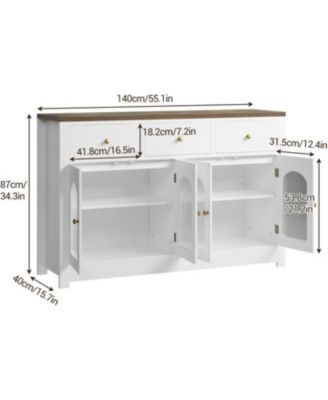  Buffet Cabinet with Storage, Modern Sideboard with Arched Acrylic Fluted Doors & 3 Drawers