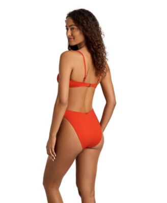 Women's Sunburst Orange Notch Underwire Bralette Swimsuit Top