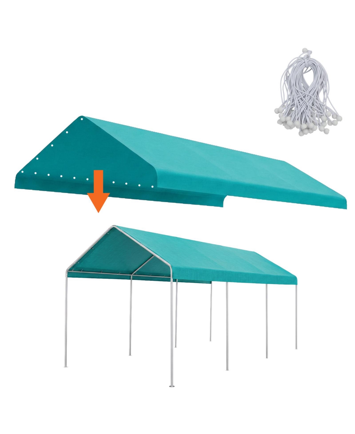 Aoodor 10 x 20 Ft All Weather Carport Replacement Canopy Cover