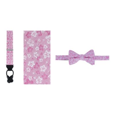 Men's Hanami Cherry Blossom Burst Suspenders and Bowtie Bundle