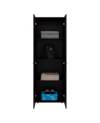 Armoire with 2 Doors 4 Shelves in Walnut and Wengue Space Saving Bedroom Storage Cabinet