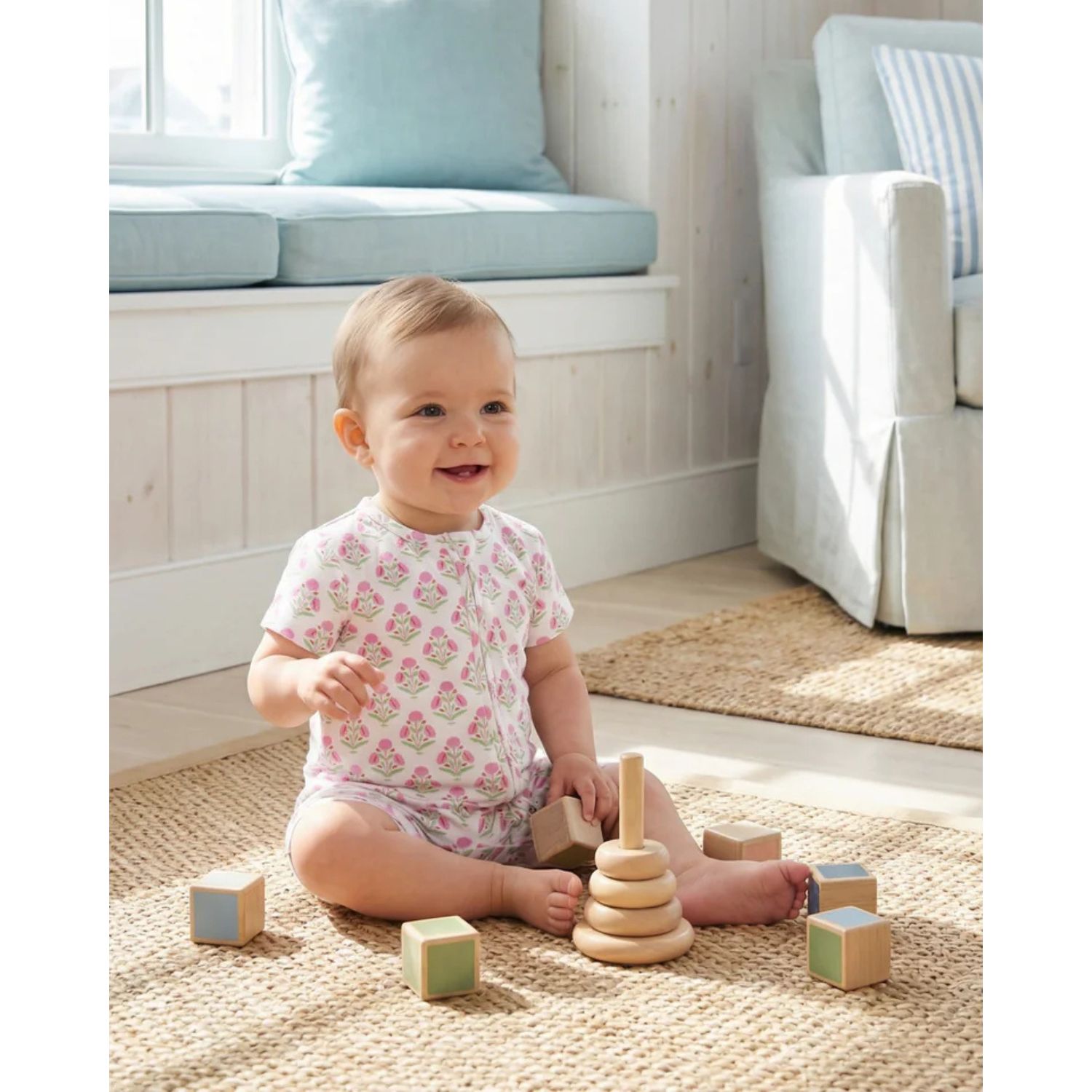 Baby Girls Pink Posy Bamboo Sleeper