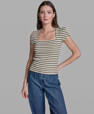 Women's Cap-Sleeve Square Neck Top