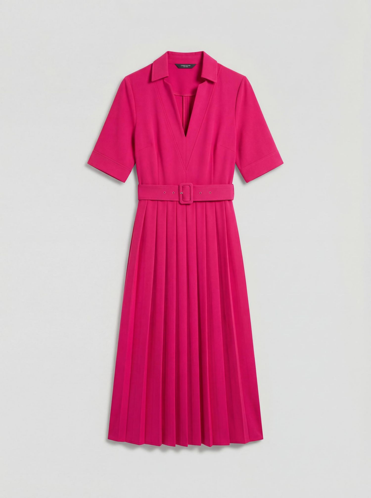 Women's Structured Crepe Belted Midi Dress