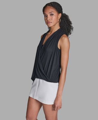 Women's Asymmetrical Faux Wrap V-Neck Top