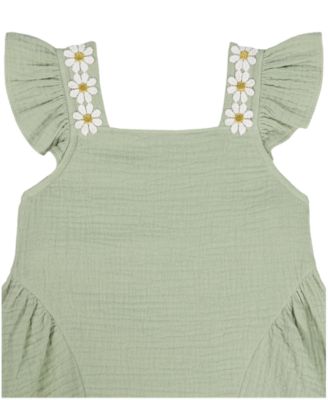 Girls' 2T-6X Crinkled Muslin Daisy Trim Tunic and Wrap Shorts, 2-Piece Set