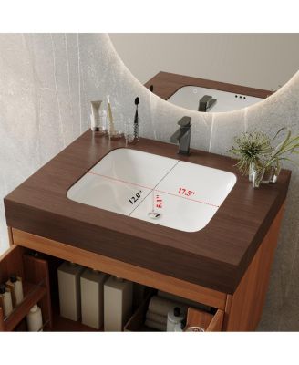 30" Freestanding Bathroom Vanity with Faux Marble Top, Ceramic Sink, Soft Close Storage for Small Bathrooms